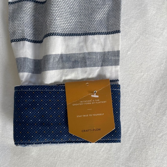 NWT Craft + Flow Men's Parker Long Sleeve Collard Navy Striped Button Up Size L - Picture 4 of 6